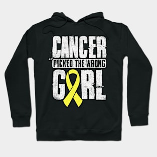 Cancer Picked The Wrong Girl Hydrocephalus Awareness Yellow Ribbon Warrior Hope Hoodie